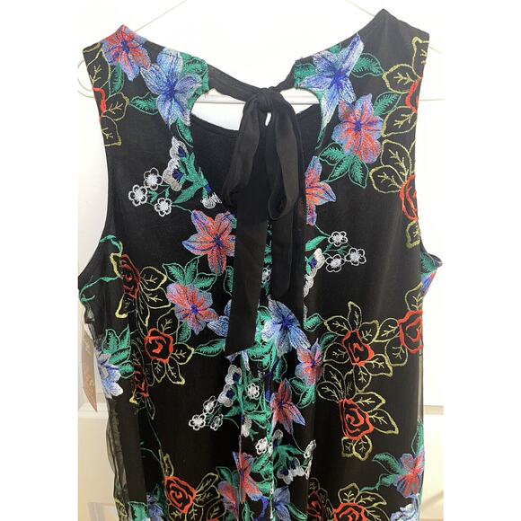 Beige by ECI Black Floral Embroidery Sleeveless‎ A-Line Dress Size XL, New - Picture 6 of 6